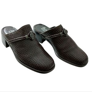 Premier Women's Brown Woven Leather Slip-on Aries Mules Size 10B Grannycore Casu